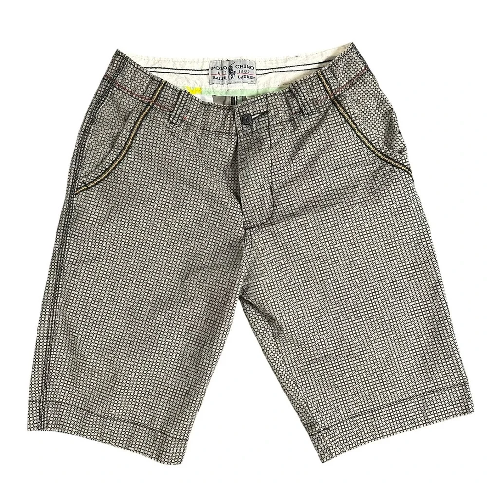 Vintage Polo Chino‎ Ralph Lauren Shorts Men Size 32 Geometric Print Casual
